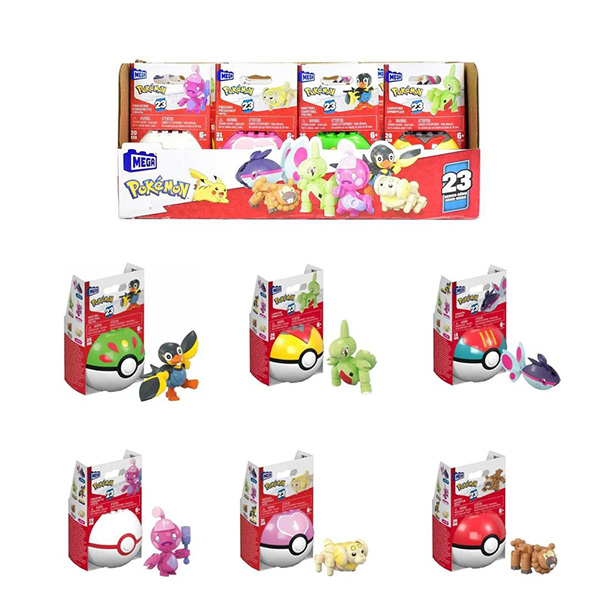 MEGA POKEMON Poke Ball 6cm (Confezione 11×6,5cm) con personaggio da montare In espo da 12pz…x12